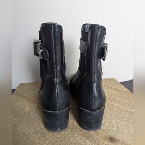 The Wishbone collection Women's black ankle booties pony leather 6 - Picture 8 of 11